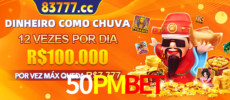 Banner do programa de recompensas Recomende para amigos do 50PMBET, detalhando os bônus por convidar amigos, com prêmios que chegam a R$288.888.
